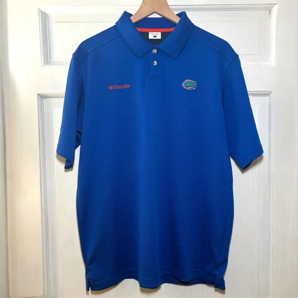 Florida Gators Columbia Golf Polo Shirt Ommi Shade Men's Large Blue Orange Mesh - Picture 6 of 9